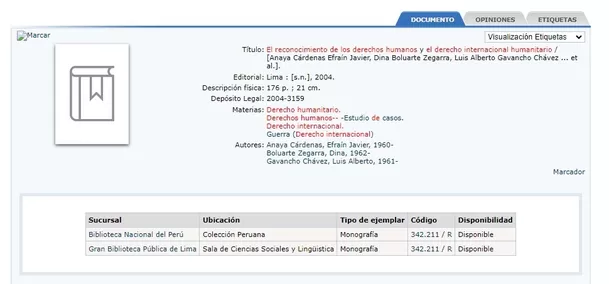 Libro de Dina Boluarte registrado en el catálogo general de la BNP - Fuente: Captura del BNP
