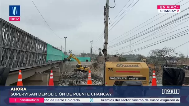 Supervisan demolición del puente Chancay. Foto: Canal N