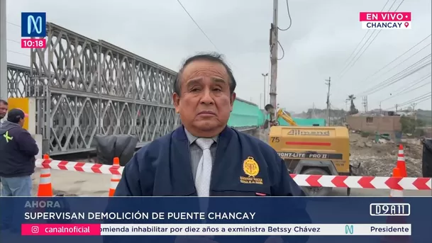 Supervisan demolición del puente Chancay. Foto: Canal N