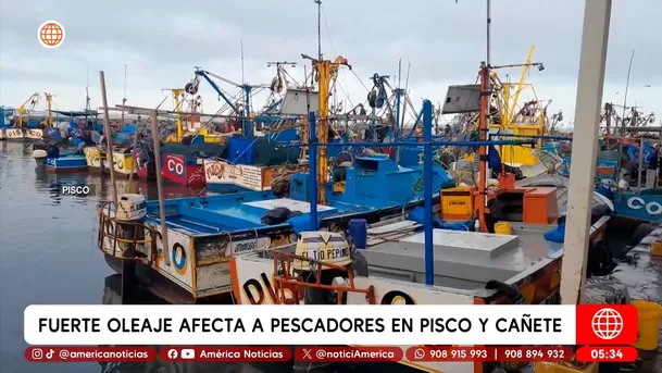 Fuerte oleaje afecta a pescadores en Pisco y Cañete. Foto: América Noticias Fuerte oleaje afecta a pescadores en Pisco y Cañete. Foto: América Noticias