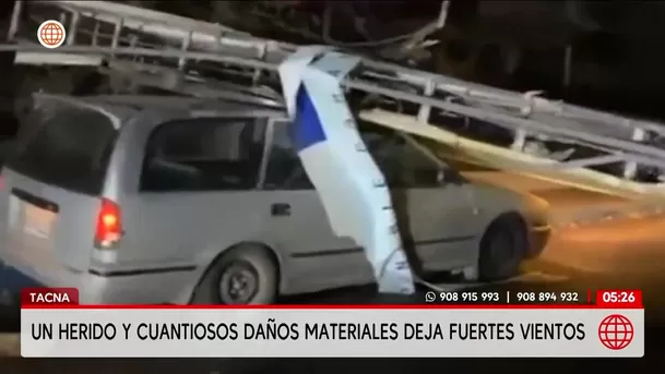 Fuertes vientos de hasta 20 km/h dejan un herido y daños en Tacna. Foto: América Noticias Fuertes vientos de hasta 20 km/h dejan un herido y daños en Tacna. Foto: América Noticias