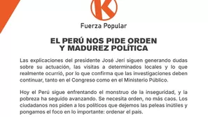 Fuerza Popular no apoyará por ahora las mociones de censura contra José Jerí. Foto: Fuerza Popular. Video: Canal N