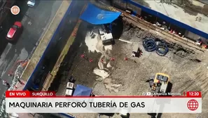 Maquinaria perforó tubería de gas en Surquillo. Foto y video: AN