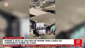 Furgoneta cae sobre casa y madre con su hijo salvan de morir en Villa María del Triunfo. Foto y video: América Noticias