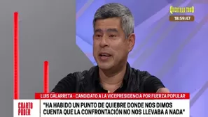 Galarreta: Ha habido un punto de quiebre donde nos dimos cuenta que la confrontación no nos llevaba a nada. Video: Cuarto Poder