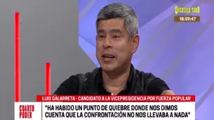 Galarreta: Ha habido un punto de quiebre donde nos dimos cuenta que la confrontación no nos llevaba a nada. Video: Cuarto Poder