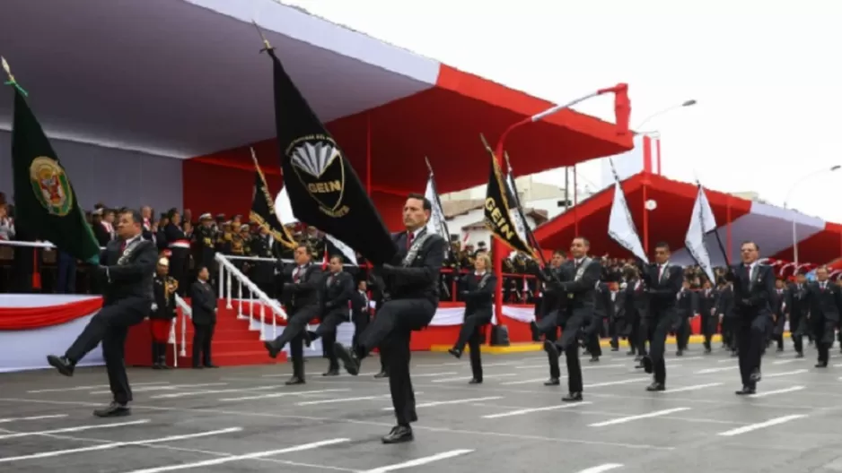 Los miembros del GEIN marchando durante la parada militar Foto: Presidencia/Andina