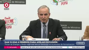 Gobierno fija 15 días para que mineros retirados del REINFO presenten apelación documentada