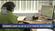 Ejecutivo subió valor de la UIT para el 2021 a S/4400