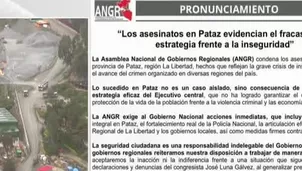 ANGR exige intervención en Pataz tras asesinatos y crisis de seguridad. Foto y video: Canal N 