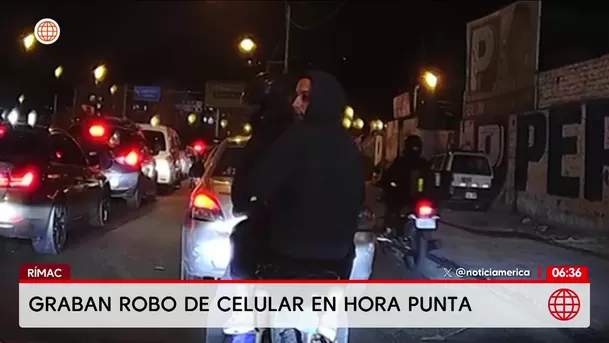 Graban robo de celular en la avenida Alcázar del Rímac. Foto: América Noticias