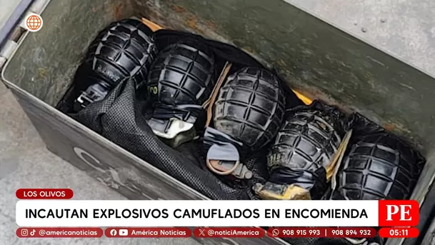 Incautan explosivos camuflados en encomienda en Los Olivos. Foto: América Noticias