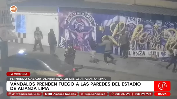 Vándalos atacan estadio de Alianza Lima y queman objetos en La Victoria. Foto: América Noticias