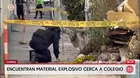Hallan 50 cartuchos mineros cerca de colegio en Comas