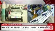 Hallan auto usado en robo a armería de Surco