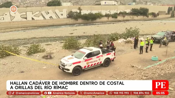 Hallan cadáver de hombre dentro de costal a orillas del río Rímac en el Cercado de Lima. Foto: América Noticias
