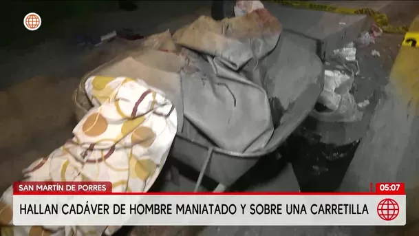 Hallan cadáver de un hombre maniatado en San Martín de Porres. Foto: América Noticias Hallan cadáver de un hombre maniatado en San Martín de Porres. Foto: América Noticias