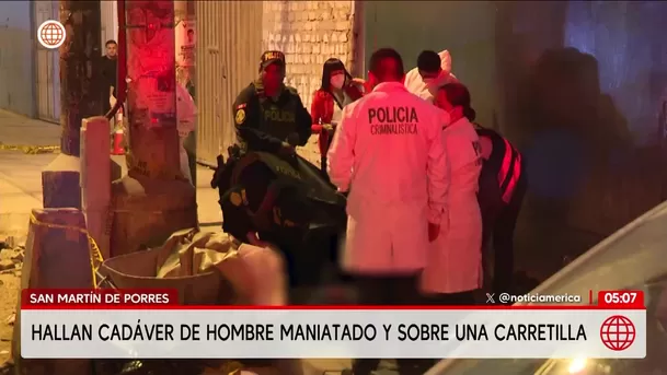 Hallan cadáver de un hombre maniatado en San Martín de Porres. Foto: América Noticias Hallan cadáver de un hombre maniatado en San Martín de Porres. Foto: América Noticias