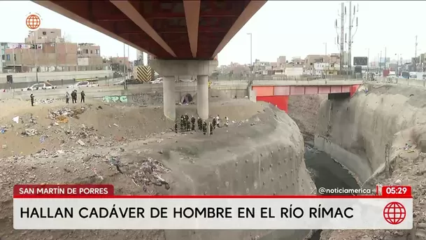 Hallan cadáver de un hombre en el río Rímac. Foto: América Noticias Hallan cadáver de un hombre en el río Rímac. Foto: América Noticias