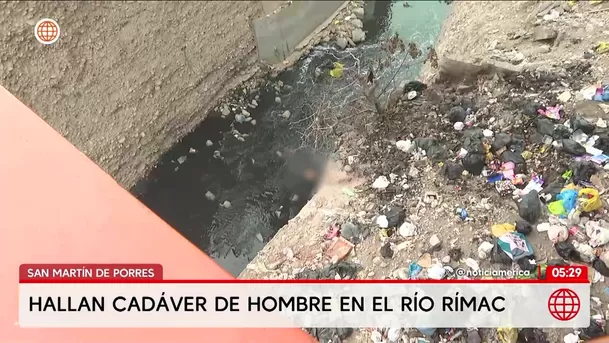 Hallan cadáver de un hombre en el río Rímac. Foto: América Noticias Hallan cadáver de un hombre en el río Rímac. Foto: América Noticias