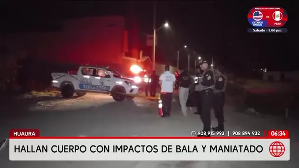 Hallan cadáver con signos de tortura y disparos en Huacho. Foto: América Noticias