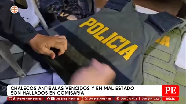 Hallan chalecos antibalas vencidos y rotos en comisaría de Apolo. Foto: América Noticias