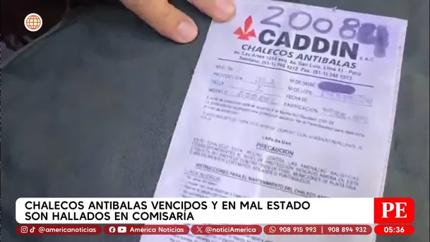 Hallan chalecos antibalas vencidos y rotos en comisaría de Apolo. Foto: América Noticias