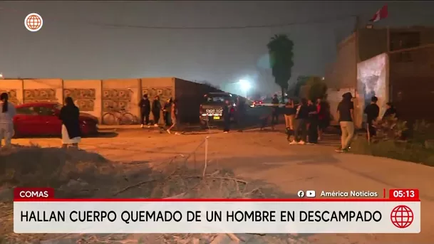 Hallan cuerpo calcinado de un hombre en vía pública de Comas. Foto: América Noticias Hallan cuerpo calcinado de un hombre en vía pública de Comas. Foto: América Noticias