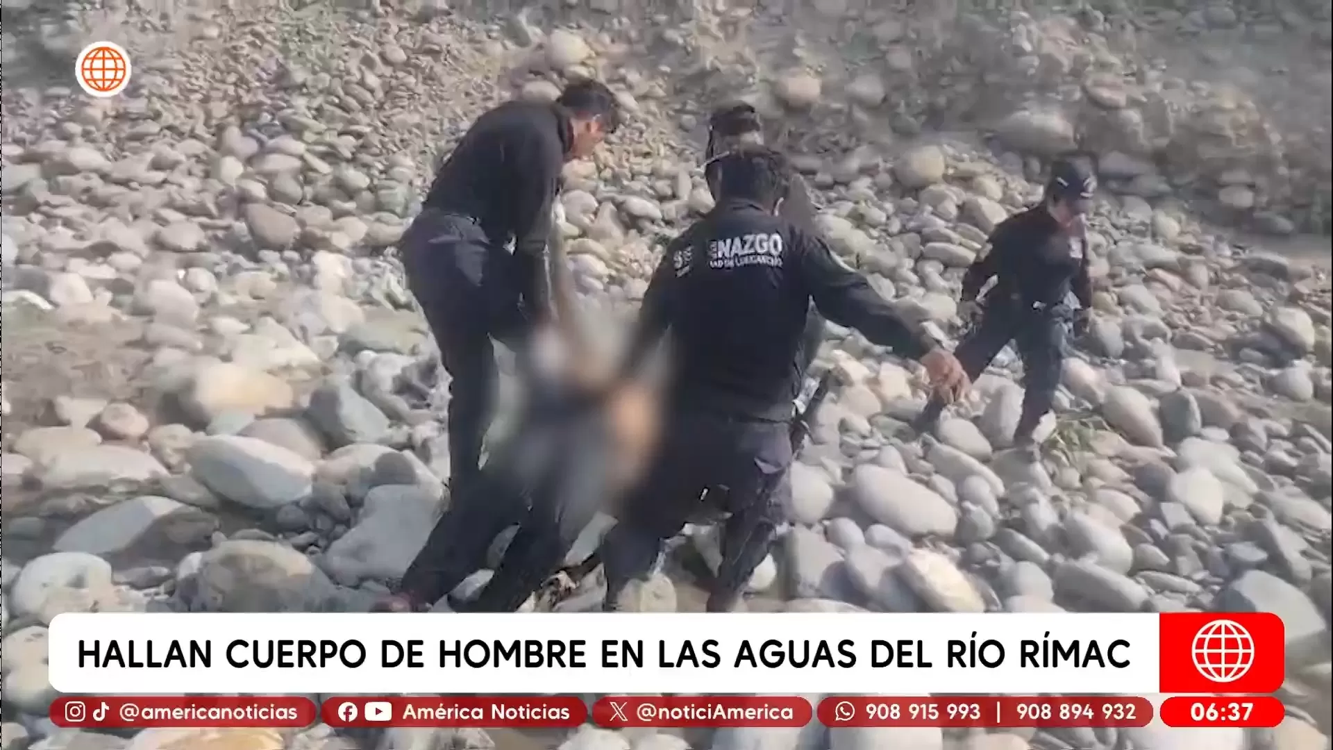 Hallan cuerpo de hombre en las aguas del río Rímac en Chosica. Foto: América Noticias Hallan cuerpo de hombre en las aguas del río Rímac en Chosica. Foto: América Noticias
