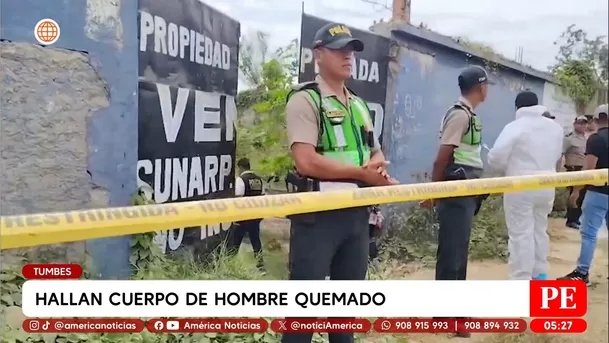 Hallan cuerpo de hombre quemado en Tumbes. Foto: América Noticias