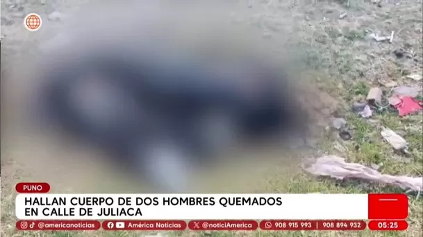 Hallan cuerpos de dos hombres calcinados en la calle en Juliaca, Puno. Foto: América Noticias