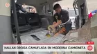 Hallan droga camuflada en moderna camioneta