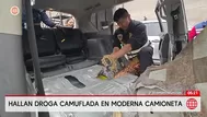 Hallan droga camuflada en moderna camioneta