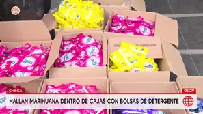Hallan una tonelada y media de marihuana tipo creepy oculta en bolsas de detergente en Chilca. Foto y video: América Noticias