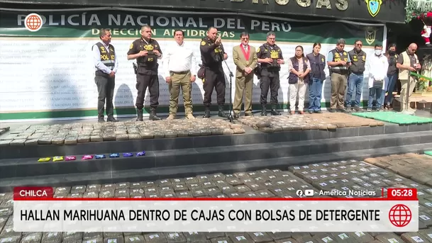 Hallan una tonelada y media de marihuana tipo creepy oculta en bolsas de detergente en Chilca. Foto: América Noticias