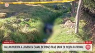 Hallan muerta a una joven en canal de riego en Huancayo