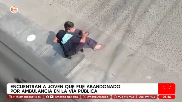 Encuentran a joven paciente psiquiátrico que fue abandonado por ambulancia en la vía pública. Foto: América Noticias