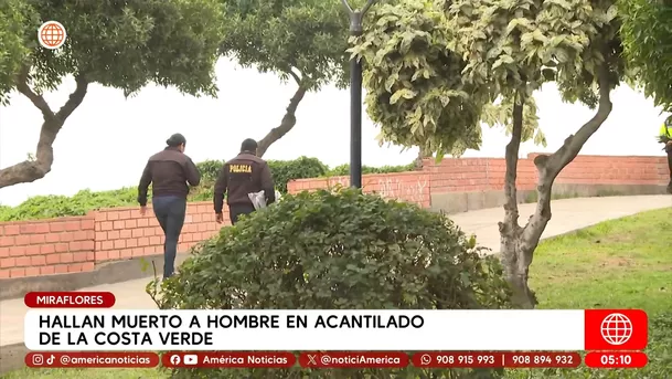 Hallan muerto a hombre en acantilado de la Costa Verde en Miraflores. Foto: América Noticias Hallan muerto a hombre en acantilado de la Costa Verde en Miraflores. Foto: América Noticias