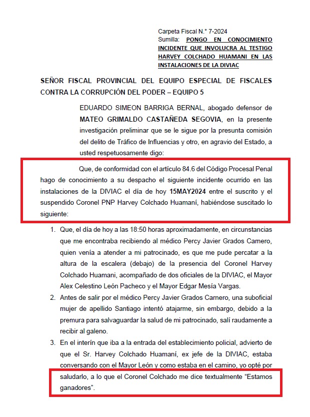 Harvey Colchado: ¿Por qué acudió a la Diviac tras su separación temporal de la jefatura?