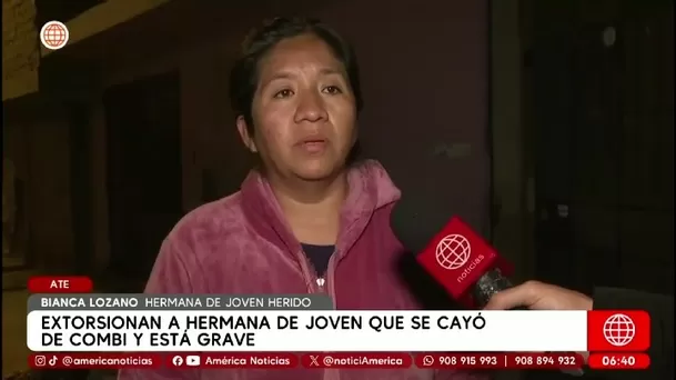 Extorsionan a hermana de joven que cayó de combi en Huaycán/ América Noticias Extorsionan a hermana de joven que cayó de combi en Huaycán/ América Noticias