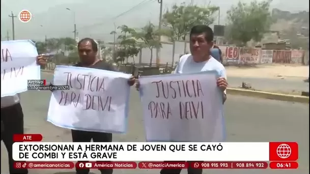 Hermana de joven grave tras caer de combi en Huaycán denuncia amenazas y extorsión por S/8 millones/ América Noticias Hermana de joven grave tras caer de combi en Huaycán denuncia amenazas y extorsión por S/8 millones/ América Noticias