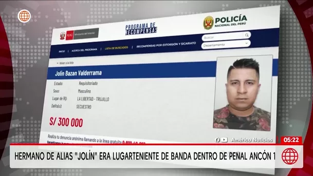 Hermano de alias Jolín era lugarteniente de banda dentro de penal Ancón I. Foto: Unidad de investigación