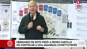 Hernando de Soto pidió a Castillo abandonar su proyecto de Asamblea Constituyente. Video: América