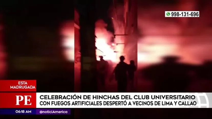 Hinchas de Universitario celebraron con pirotécnicos a la medianoche aniversario del club