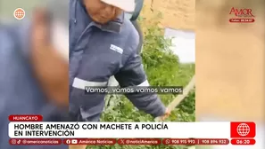 Hombre amenazó con machete a policía en intervención en Huancayo. Foto y video: América Noticias