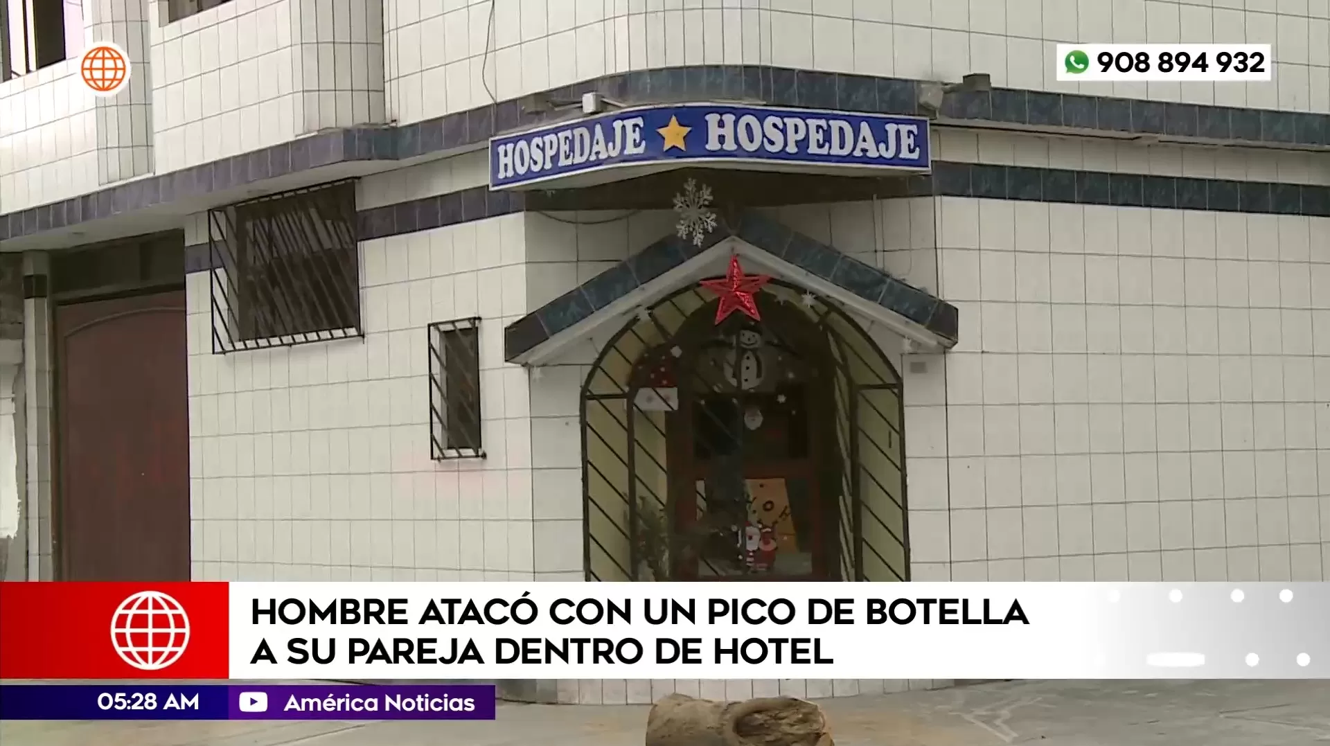 Hombre atacó con pico de botella a su pareja dentro de hotel en San Juan de Miraflores. Foto: América Noticias