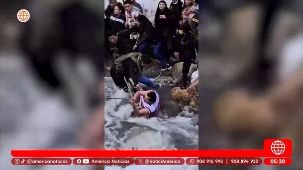 Hombre casi se ahoga en río Huallaga durante fiesta patronal en Pasco. Foto: América Noticias