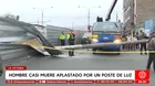Hombre casi muere aplastado por poste de luz en La Victoria
