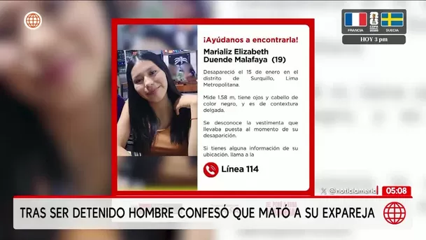 Hombre confesó que mató a su expareja. Foto: América Noticias