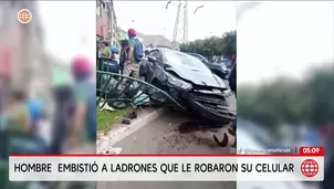 Hombre embiste a ladrones que le robaron su celular en Los Olivos. Foto y video: América Noticias
